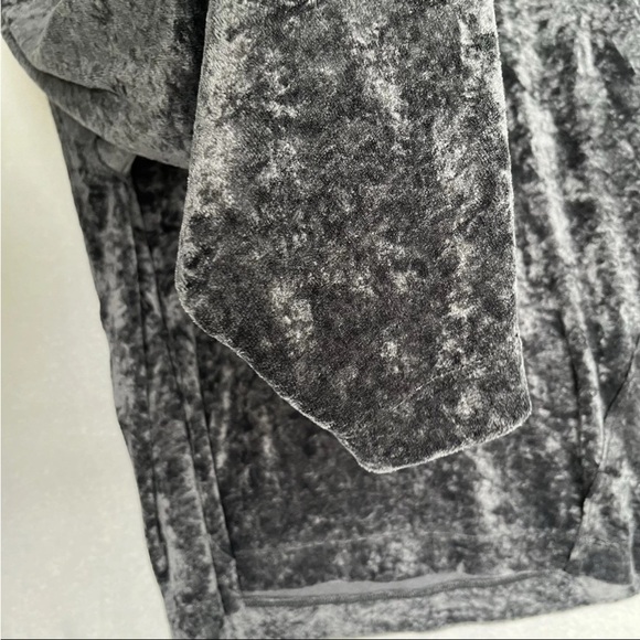 WE THE FREE People Nora Jane Crushed Velvet Top M Gray Balloon Sleeve Oversized - Picture 5 of 13